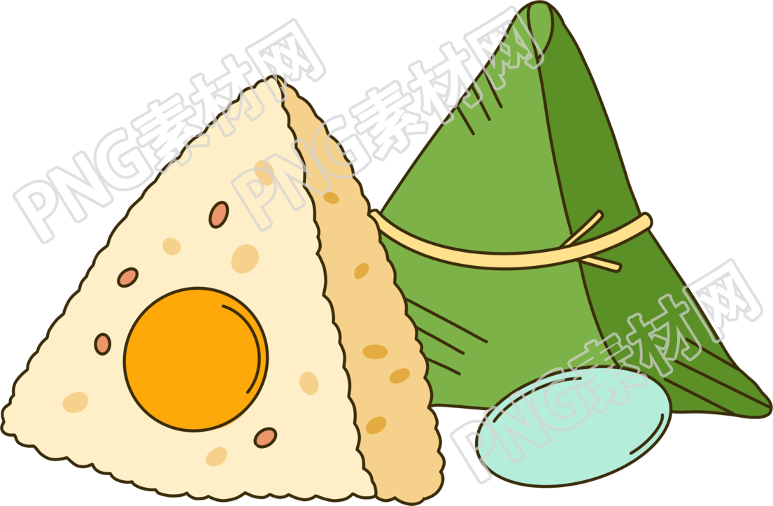咸蛋黄粽子透明背景手绘插画