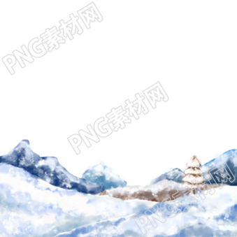 小雪节气雪后的山坡美景PNG插图