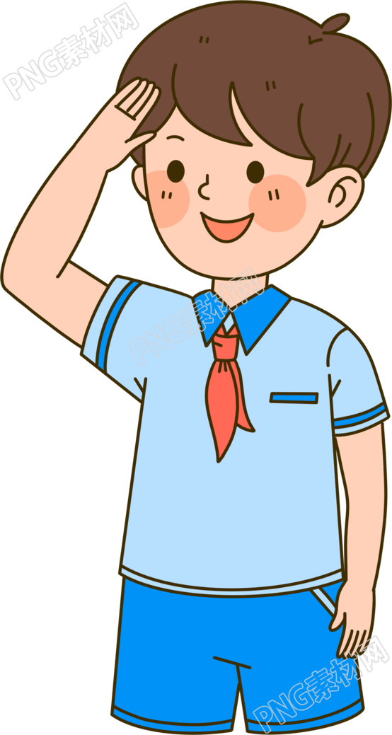 带红领巾敬礼的小学生PNG素材