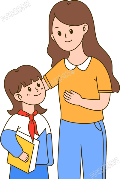 学生与老师的温馨场景透明背景插图