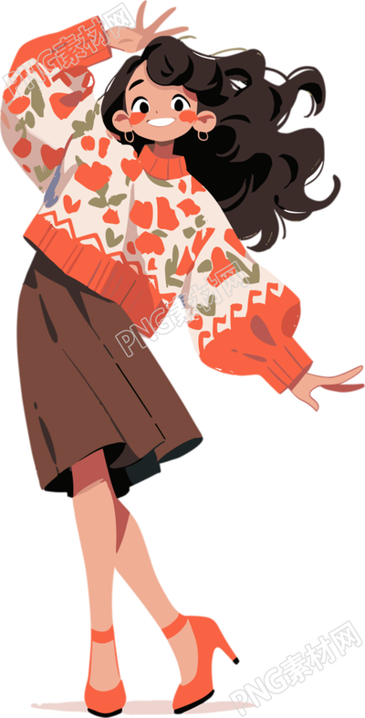 时尚的中国女孩平面插画
