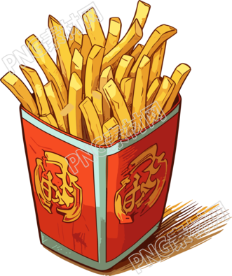 旋风薯条卡通风格插画