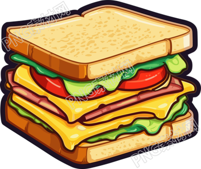 卡通食物三明治贴纸商业设计插图