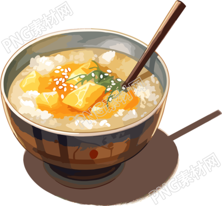水彩亚洲汤饭商业设计插画