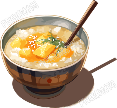 水彩亚洲汤饭商业设计插画