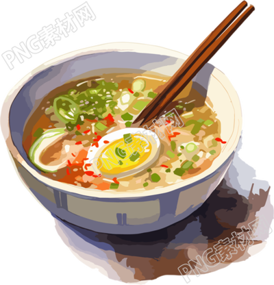 逼真插画设计鸡蛋面条素材