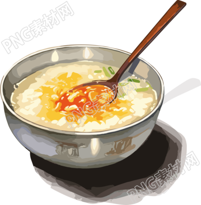 不锈钢碗里的大米粥插画素材