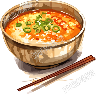 亚洲水彩插画大米粥素材