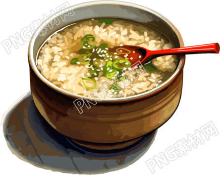 透明背景大米粥美食素材