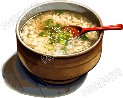 透明背景大米粥美食素材