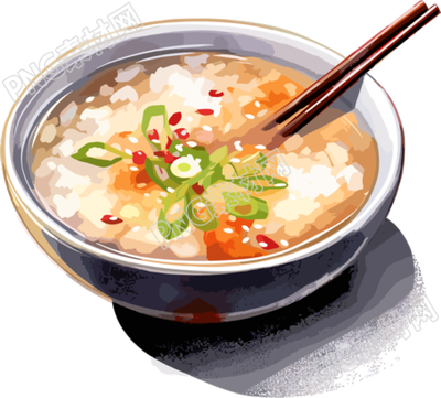 美味咸粥水彩插画元素