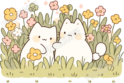 卡通风格可爱猫咪简约线描素材