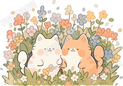 北欧风格卡通猫猫插画设计元素