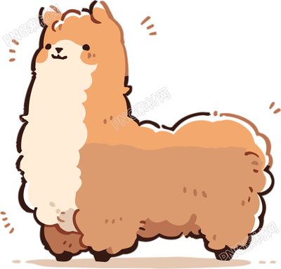 乖巧的羊驼卡通立绘插图