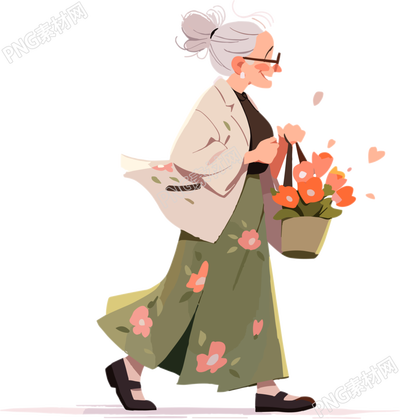 优雅老太太迷人插画设计元素