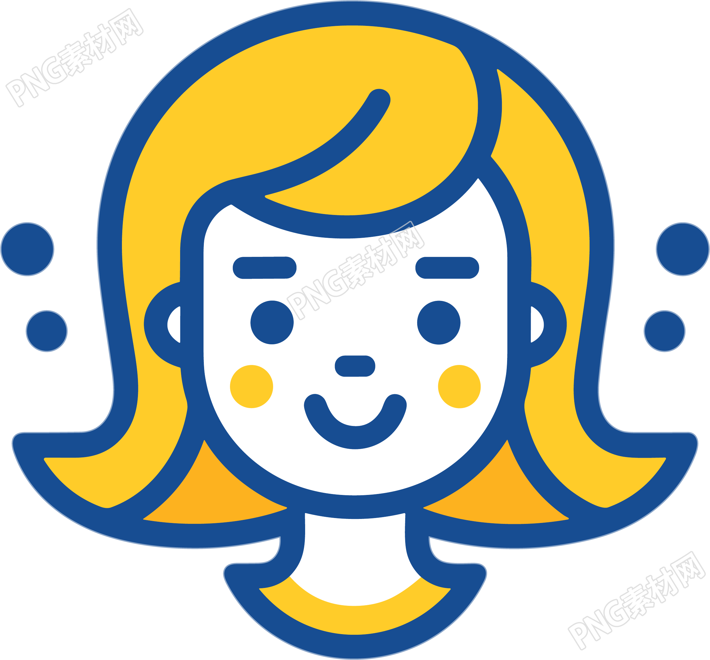 黄头发女孩可爱头像简单图形元素