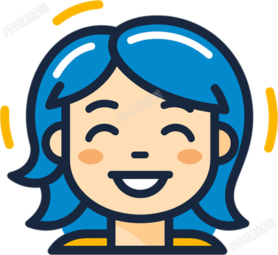 大笑女孩头像现代线条图标素材