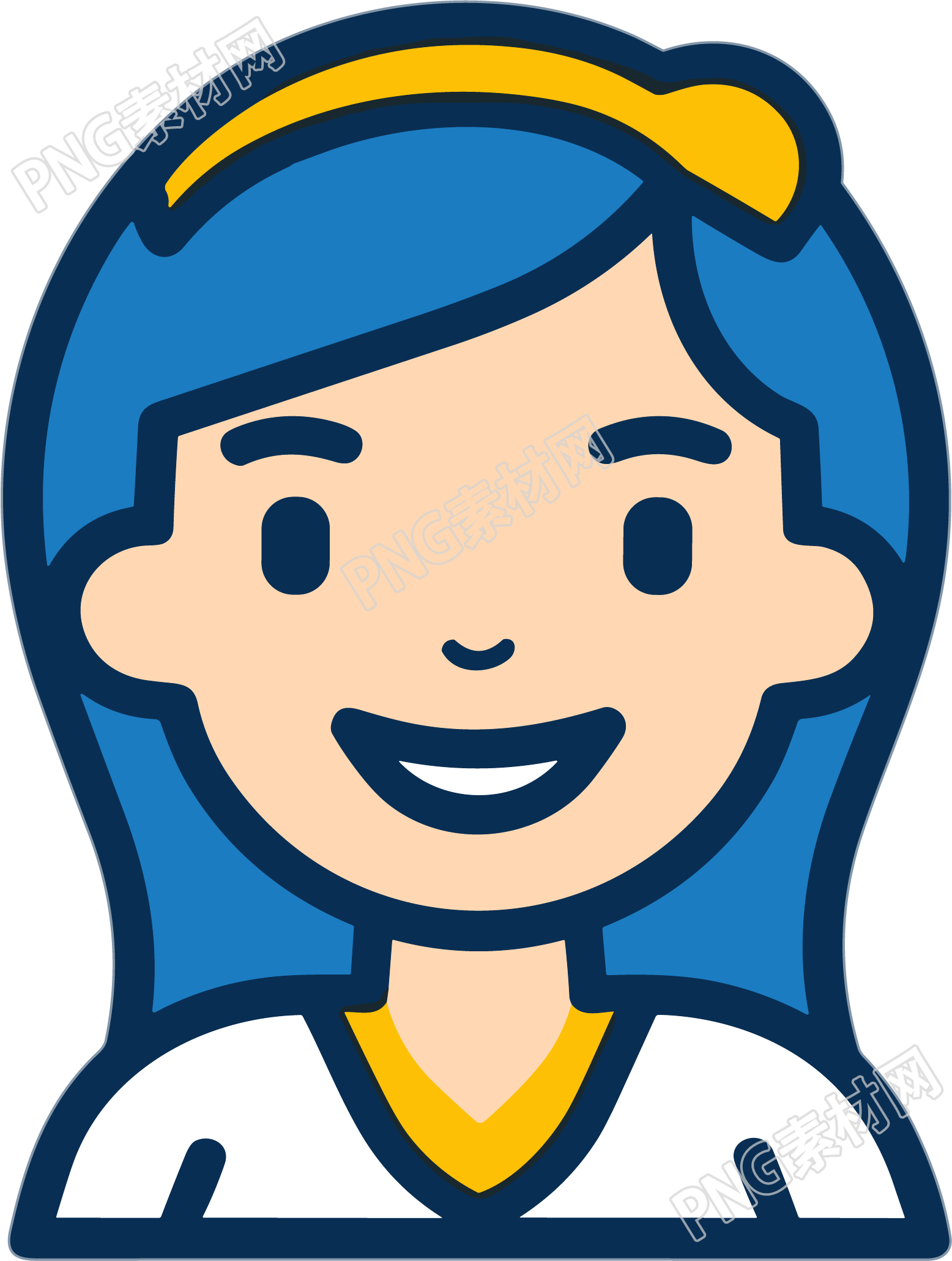 现代线条图标女孩可爱头像PNG素材