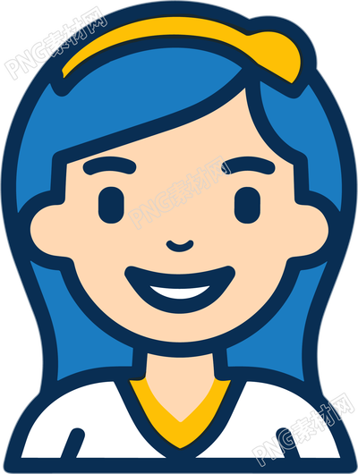 现代线条图标女孩可爱头像PNG素材
