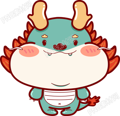胖乎乎的中国龙卡通风格插画