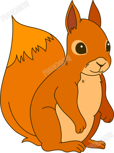 尾巴蓬蓬的松鼠手绘插画