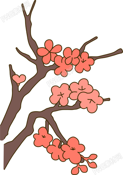 简约风格的梅花枝手绘插图