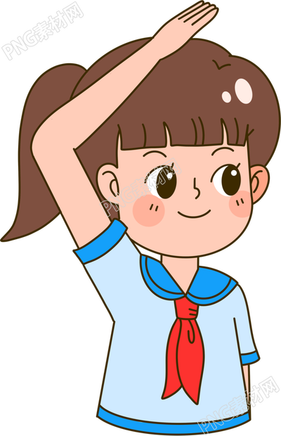 手绘敬礼女孩可爱童趣风插画