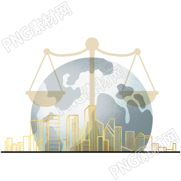 国家宪法日金黄色线条城市和天平PNG插画
