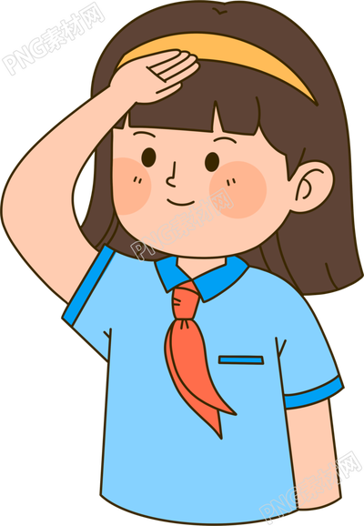 透明背景带红领巾的敬礼小学生插图