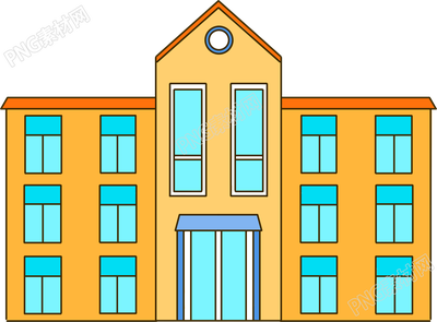 粗线条手绘学校教学楼插画
