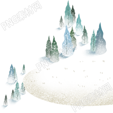 透明背景大雪节气雪中大树手绘插图