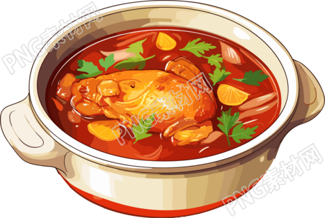 美味的炖鸡冬季美食手绘素材