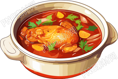 美味的炖鸡冬季美食手绘素材