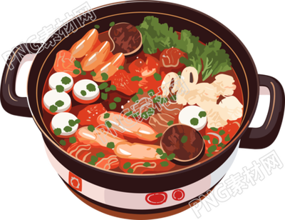 透明背景冬季烹饪火锅插画