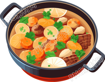 冬季美食海鲜汤简约白底素材