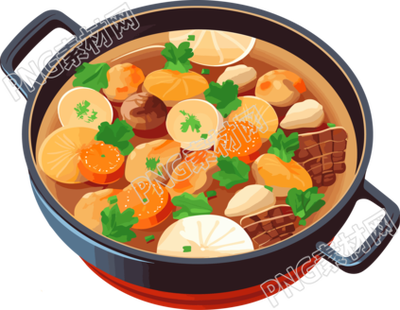 冬季美食海鲜汤简约白底素材