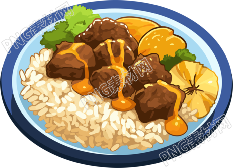 牛肉盖饭冬季美食插画设计