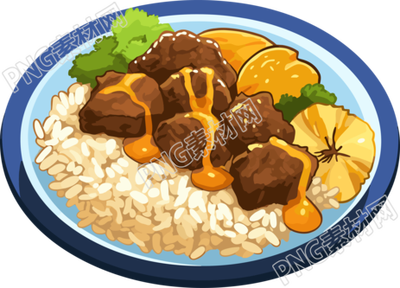 牛肉盖饭冬季美食插画设计