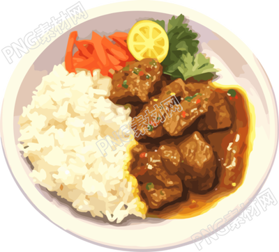 冬季烹饪红烧肉拌饭高清图形素材