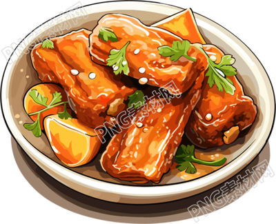 糖醋小排冬季美食矢量简约素材