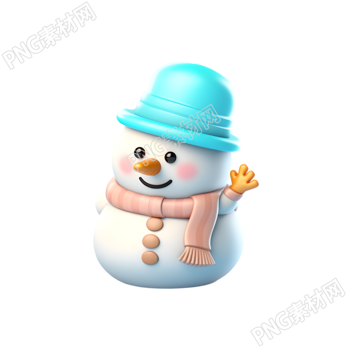 圣诞元素3D图标可爱小雪人素材