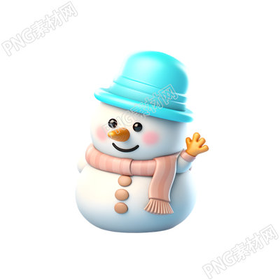 圣诞元素3D图标可爱小雪人素材