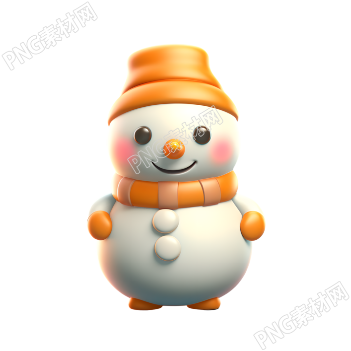 3D立体带围巾的小雪人商用素材