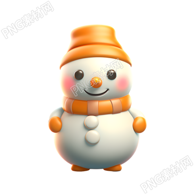 3D立体带围巾的小雪人商用素材