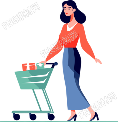 透明背景女性购物平面向量素材