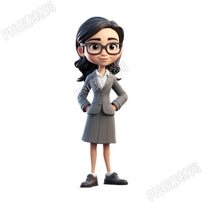 可愛卡通商務(wù)女孩PNG圖形素材