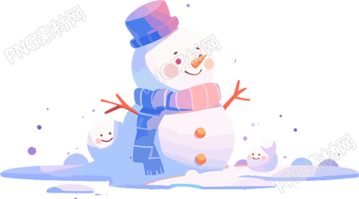 小雪人明亮配色扁平插图