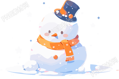 圣诞元素白色背景小雪人插画