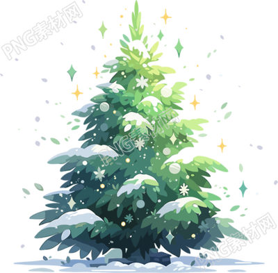 大雪中的圣诞树图形素材