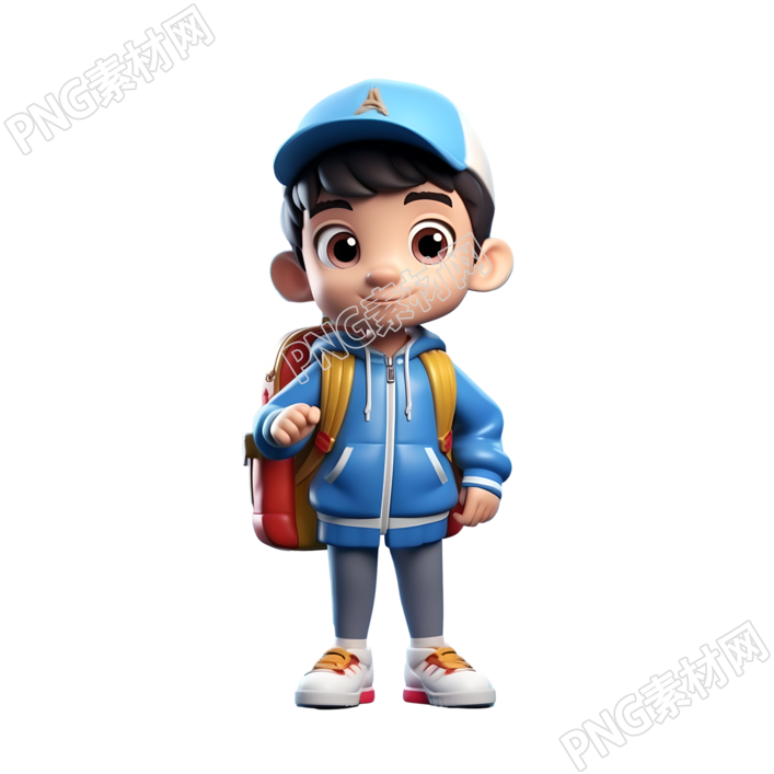 卡通盲盒风格中国男学生PNG素材